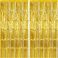 2 Pack Gold Backdrop Birthday Decorations Foil Curtain Backdrop Gold Streamers by KEJ