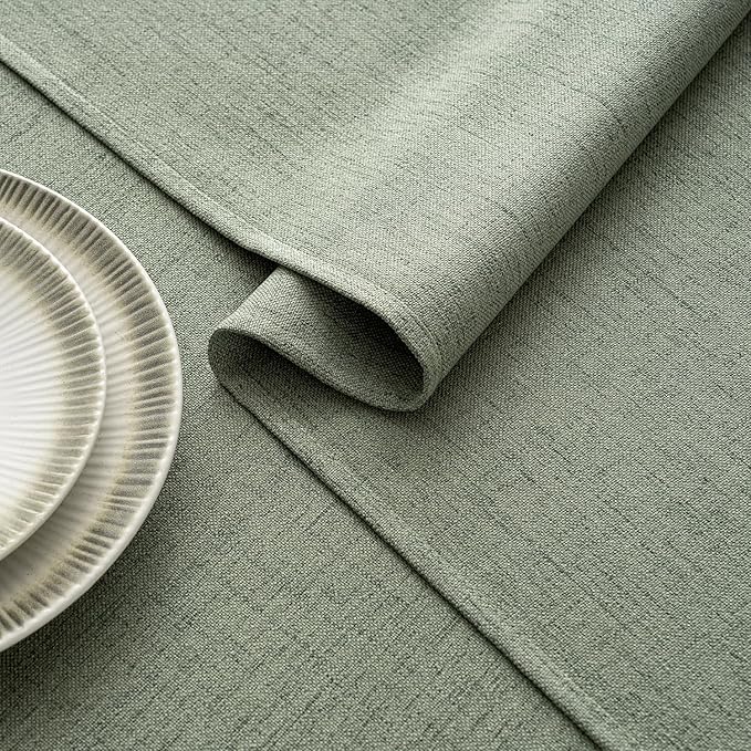 MIULEE Sage Green Linen Tablecloth 52x70 Inch Rectangle Table Cloth Waterproof - Image 3