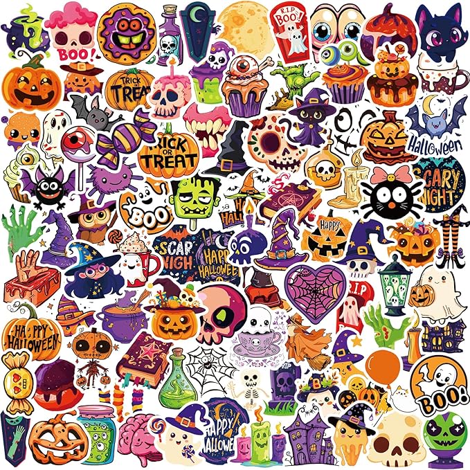 XZENTIRA, Halloween Cartoon Pumpkin Themed Stickers, Vinyl Waterproof Holiday by XZENTIRA