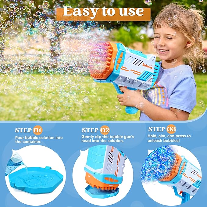 Sloosh Bubble Machine Guns, 69 Holes Bubble Gun Blaster Blower - Image 3