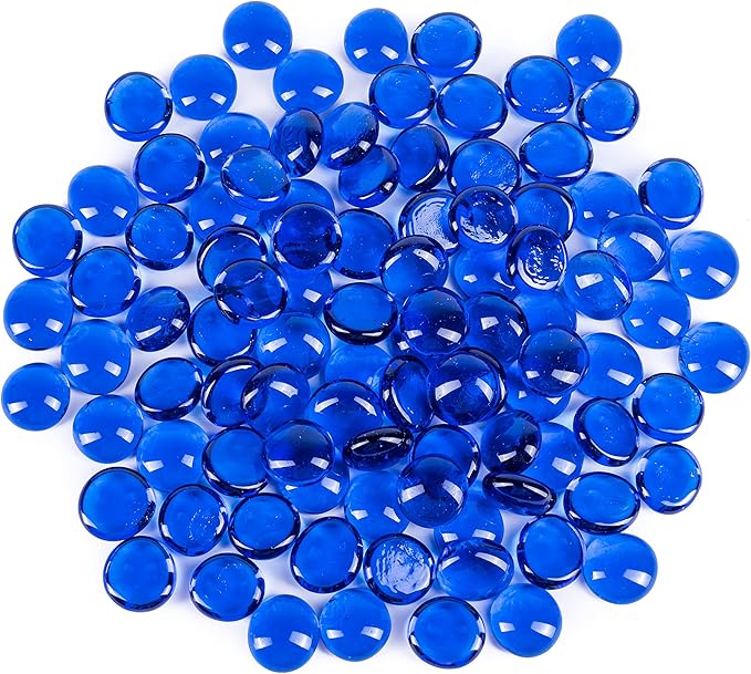 Galashield Flat Glass Marbles for Vases Cobalt Blue Glass Gems Beads Pebbles by Galashield