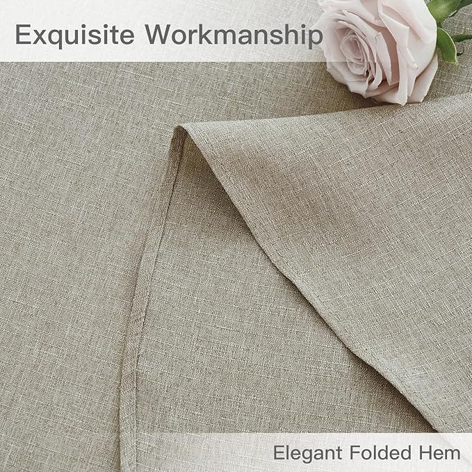 maxmill Round Linen Textured Tablecloth Spill-Proof Stainproof Wrinkle Free - Image 6