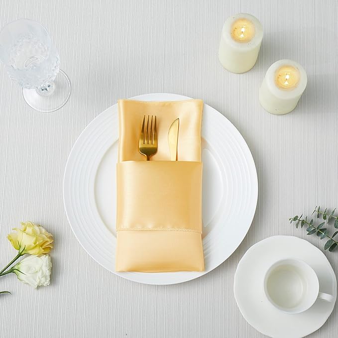 100 Pack Square Satin Dinner Napkins, 20x20 Inches Silky Soft Smooth Table - Image 4