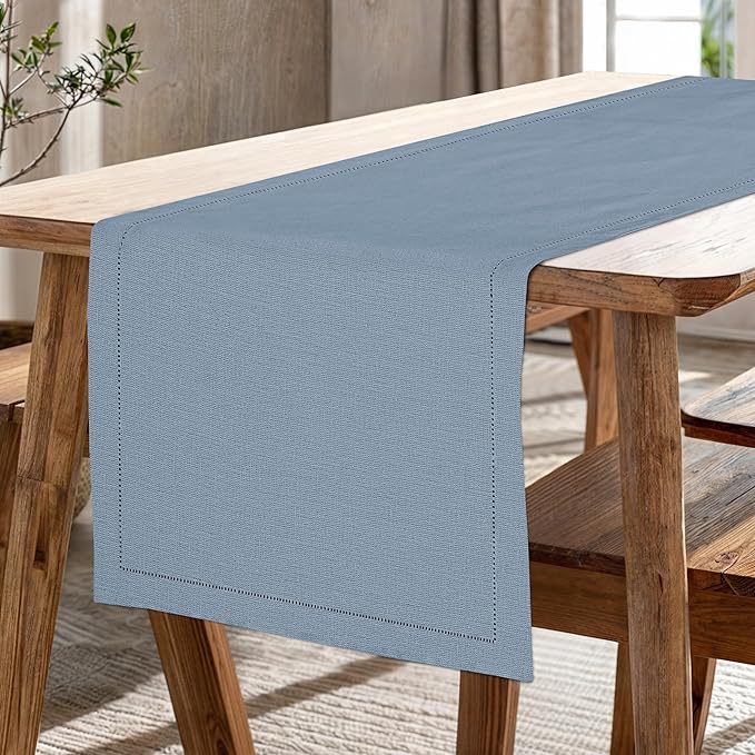 Ruvanti Linen Table Runner 72 Inches, Classic Hemstitch, Non-Slipping, Stain by Ruvanti