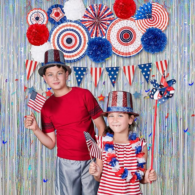Foil Fringe Curtains Independence Day Decorations - Image 5