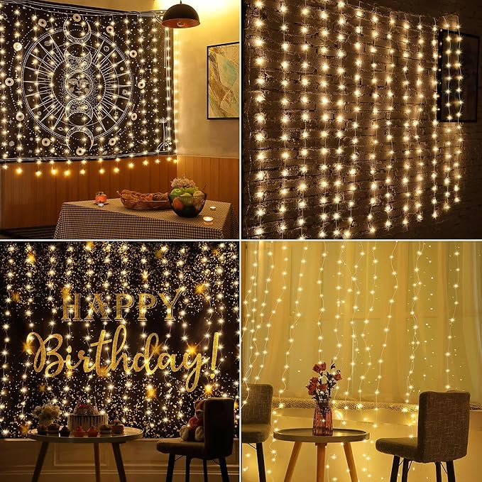 Meonum Curtain Tapestry Backdrop String Lights, Each 13 Strings 6.6 x 5 ft - Image 8