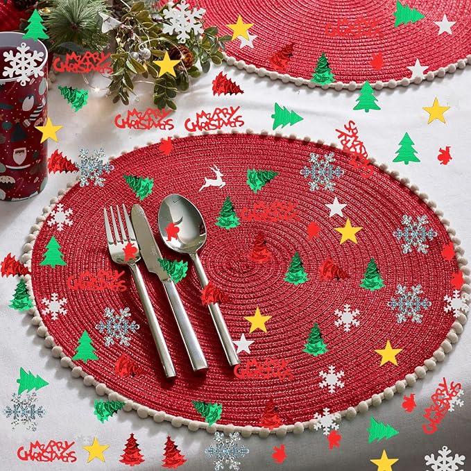 4800pcs Christmas Confetti, Xmas Table Confetti Snowflake Santa Claus Metallic - Image 4