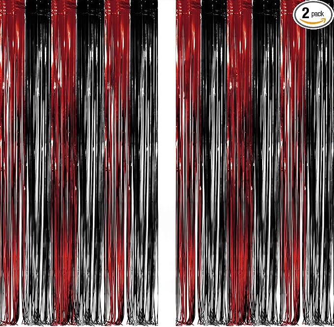 Black Red Party Streamers Backdrop by GREATRIL