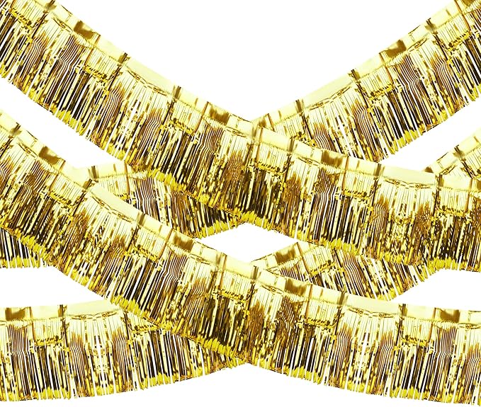 4 Pack Iridescent Float Fringe Curtains, Metallic Foil Fringe Garland Shiny by ILHSTY