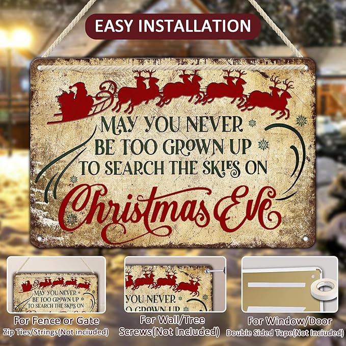 Christmas Signs Vintage Metal Tin, May You Never to Too Grown Up to Search The - Image 3