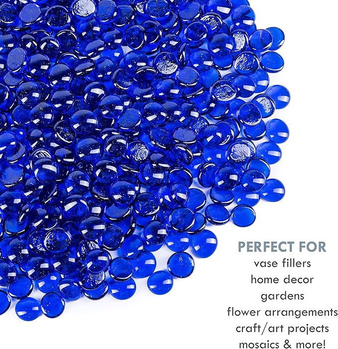 Galashield Flat Glass Marbles for Vases Cobalt Blue Glass Gems Beads Pebbles - Image 2