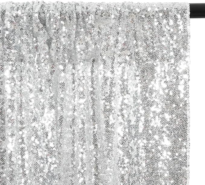 Eternal Beauty Silver Sequin Backdrop, 4x7 Ft Glitter Background Curtains - Image 9