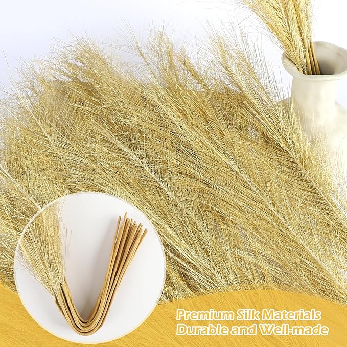 Gold Pampas Grass Decor 30 Pcs 21.7 Inch Faux Pampas Grass Bulk Artificial - Image 4