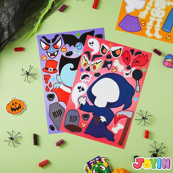 JOYIN 48 Pcs Halloween Make a Face Stickers, Halloween Party Favor - Image 7