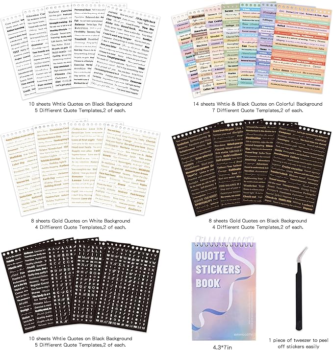 3000+ Pcs Word Stickers for Journaling, 50 Sheets Gold Foil Art Scrapbook Quote - Image 2