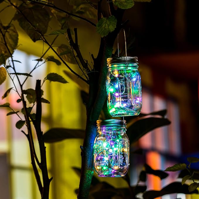 VOOKRY 6 Pack Solar Mason Jar Lights, 30 LED Mason Jar Lids Waterproof Firefly - Image 6