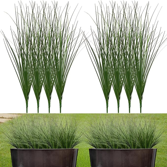 8PCS 17.3" Fake Plants Artificial Wheat Grass Greenery Plastic Plants Fake - Image 2