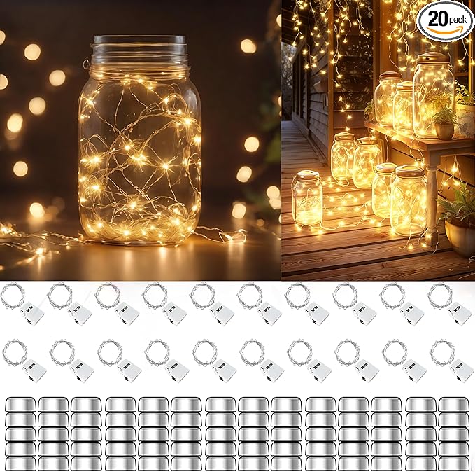 20 Pack Fairy Lights Battery Operated 60 Extra Batteries, 3 Modes 6.5ft 20 LED by LIBFUGOR