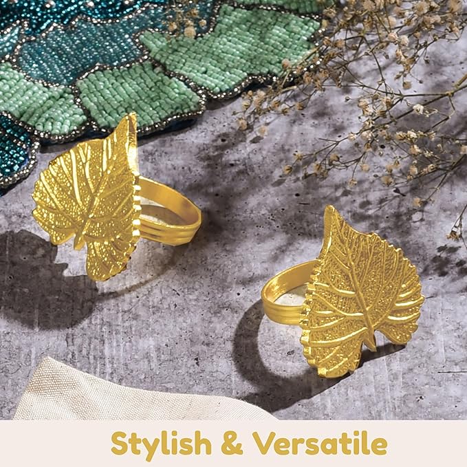 Elegant Handcrafted Leaf Napkin Rings - Image 6