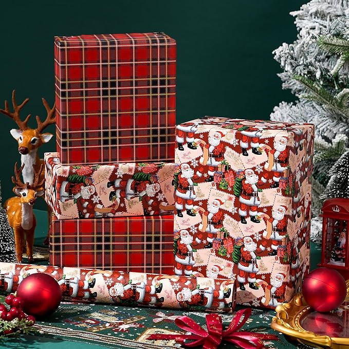 Ulmasinn Reversible Christmas Wrapping Paper Roll - Image 3