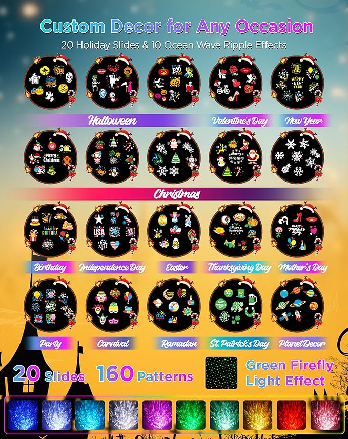Halloween Christmas Projector Lights Outdoor, 8 Brighter HD Holiday Patterns - Image 2