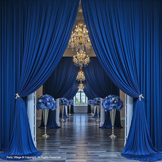 PartyVillage 10ft×15ft Royal Blue Backdrop Curtain - Image 7
