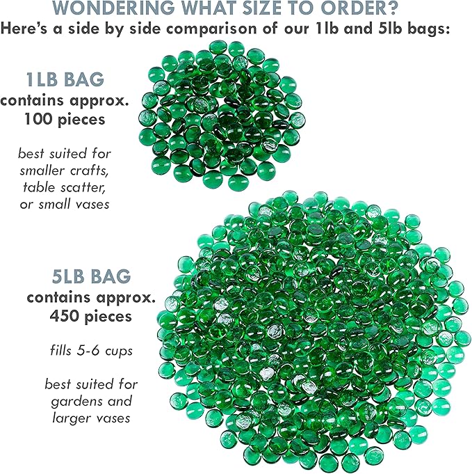 Galashield Flat Glass Marbles for Vases Green Glass Gems Beads Pebbles Vase - Image 3