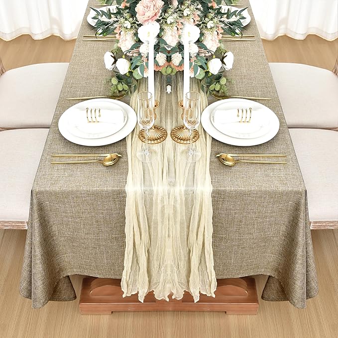 Fitable Faux Linen Tablecloths for Rectangle Tables: Water & Stain Resistant - Image 8