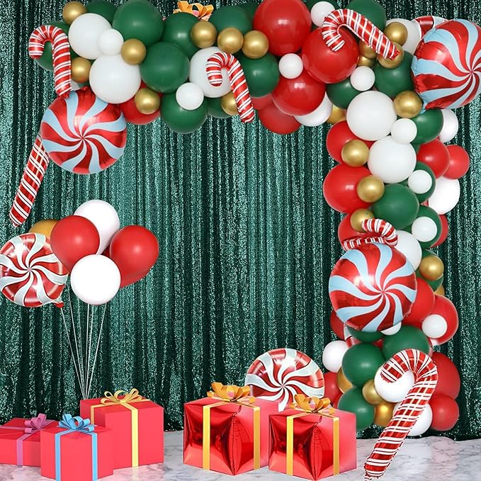 Sugargirl Dark Green Sequin Backdrop Curtain 4 Panels 2FTx8FT Glitter Dark - Image 2