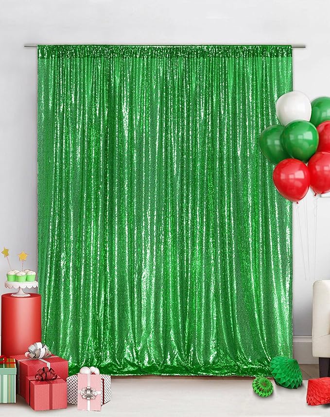 Eternal Beauty Green Sequin Backdrop, 6x8 Ft Glitter Background Curtains by EternalBeauty