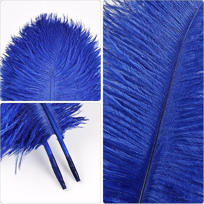 THARAHT Blue Ostrich Feathers 12pcs Natural Bulk 10-12Inch 25cm-30cm - Image 3