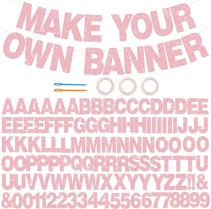 BEISHIDA 116 PCS Glitter Dark Pink DIY Letter Banner Kit Make Your Own by Beishida