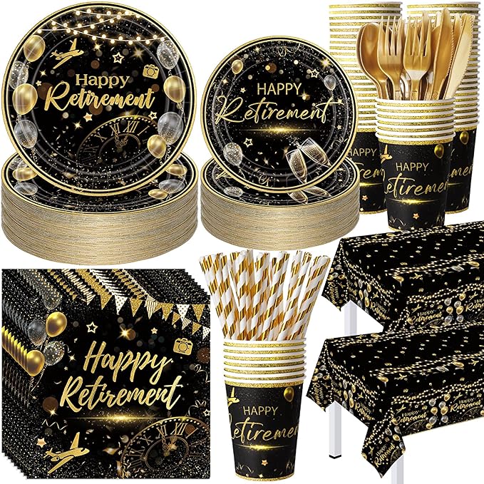 452 Pcs Black Gold Retirement Decorations Supplies by Potchen