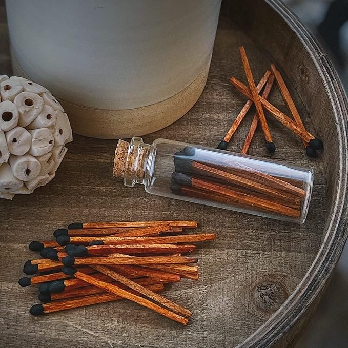 2" Matches in 6 Glass Bottles Cork Top, Striker Stickers Included | 120 - Image 3