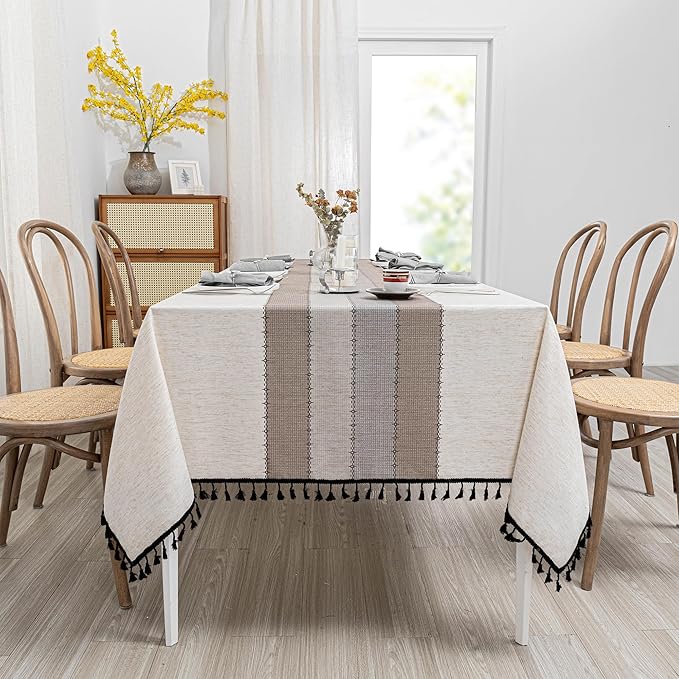 MYSKY HOME Table Cloth 60x120 in Rectangle, Heavy Duty Linen Look Waterproof by MYSKYHOME