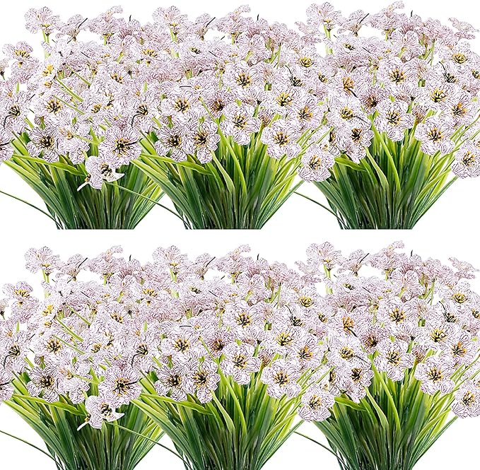20 Bundles Artificial Flowers Outdoor UV Resistant Fake Flowers No Fade Faux by JEMONG