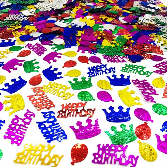 Confetti Happy Birthday Sequins Table Confetti Metallic Foil Sprinkles or DIY by JNSAXMI