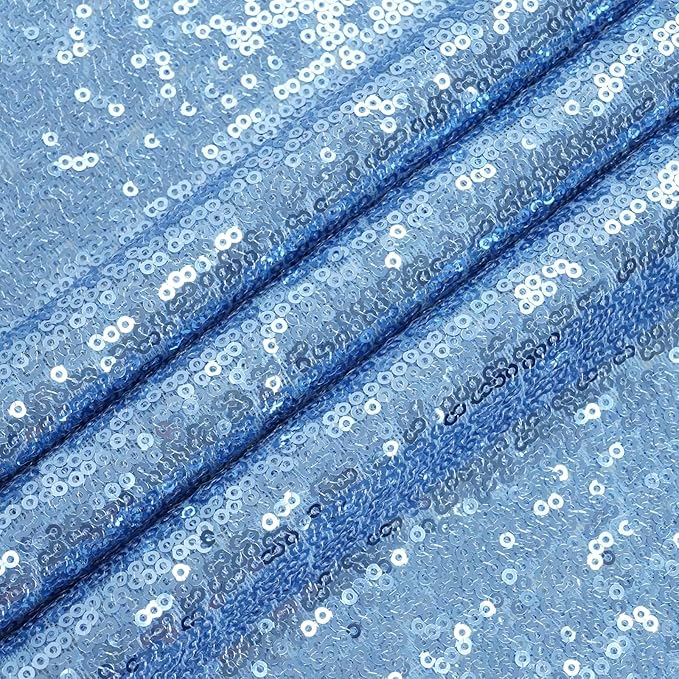 Eternal Beauty Baby Blue Sequin Backdrop, 6x6 Ft Glitter Background Curtains - Image 8