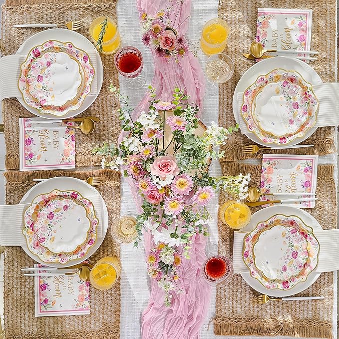 Kate Aspen Baby in Bloom 62 Piece Party Tableware Set Baby Shower Party - Image 4