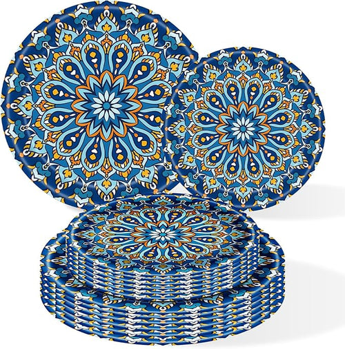 100 Count Boho Paper Plates – Disposable Plates by ZULYSTO