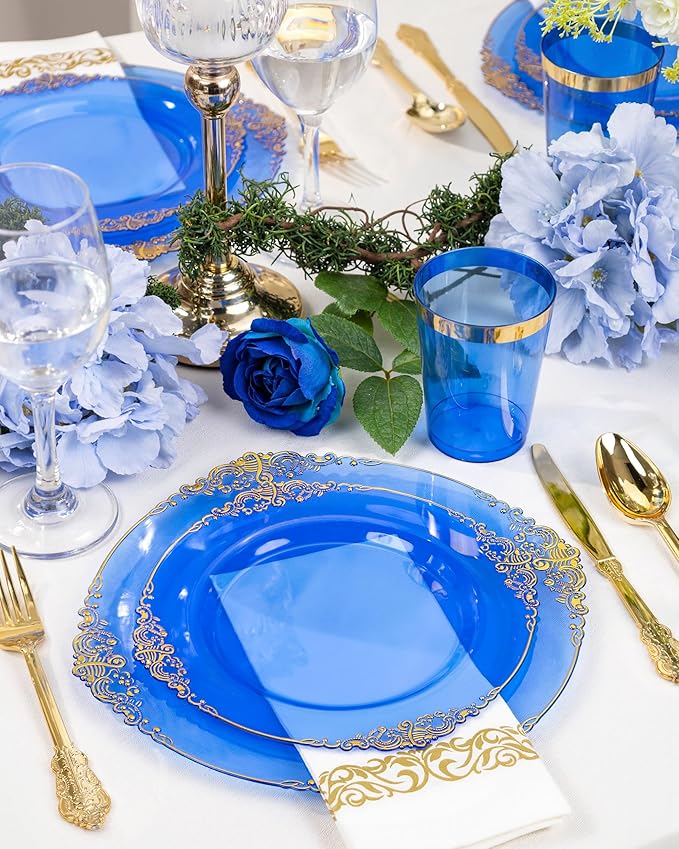 Nervure 350PCS Blue Plastic Plates - Image 4