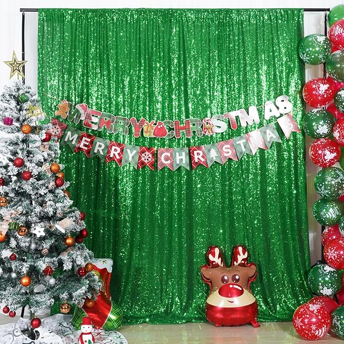 Poise3EHome 8FT x 10FT Green Sequin Photography Backdrop Curtain - Image 7