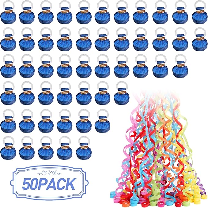 50Pack Colorful Streamer Poppers, Hand Throw Streamer Poppers, No Mess Confetti - Image 4