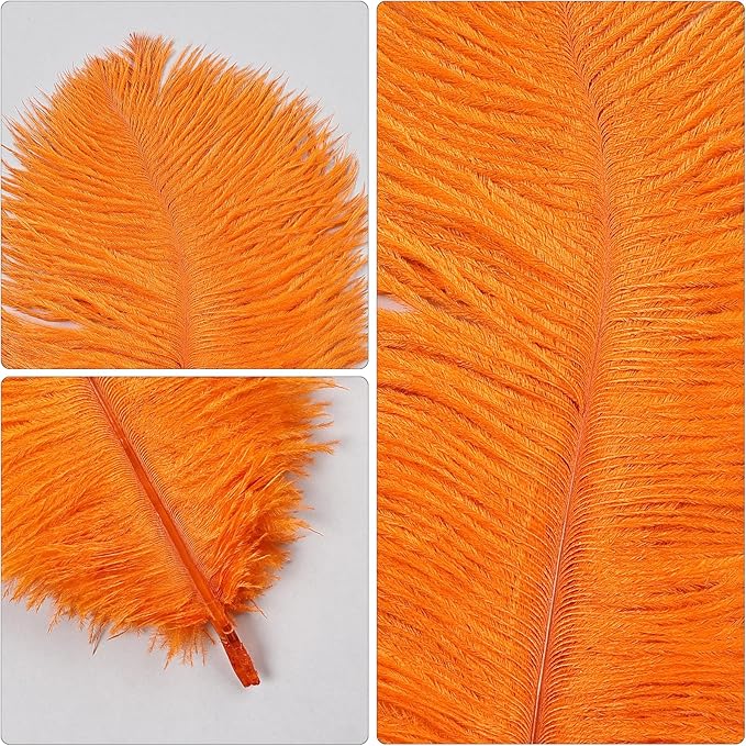 THARAHT Orange Ostrich Feathers 24pcs Natural Bulk 10-12Inch 25cm-30cm - Image 2