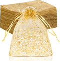 Staruby Organza Gift Bags 100Pcs Gold Sheer Organza Bag 5x7 Inch Mesh Favor by Staruby