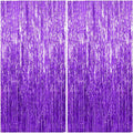 2 Pack Foil Curtain Backdrop Purple Metallic Tinsel Foil Fringe Curtains Photo by KEJ