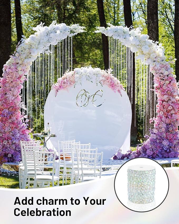 99FT Acrylic Crystal Garland, Iridescent Shimmer Diamond-Shaped Crystal Bead - Image 5
