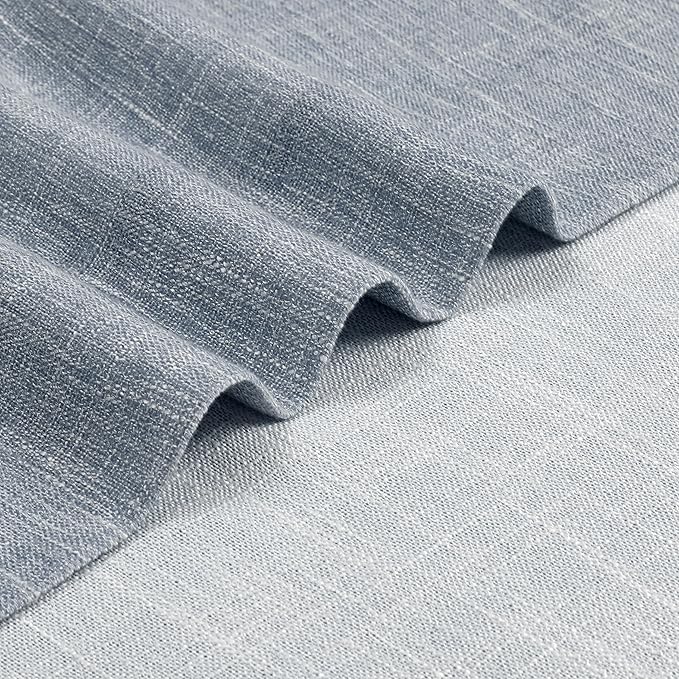 Vision Home Blue Pinch Pleated Semi Sheer Curtains Textured Light Filtering - Image 5
