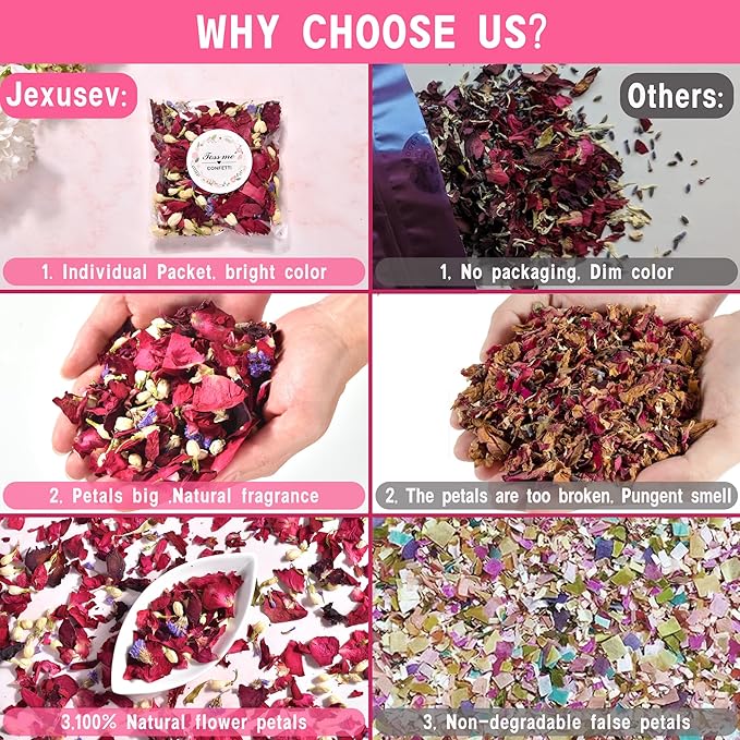 20 Pack Prefilled Confetti Packets, Biodegradable Flower Petals, Real Dried - Image 5