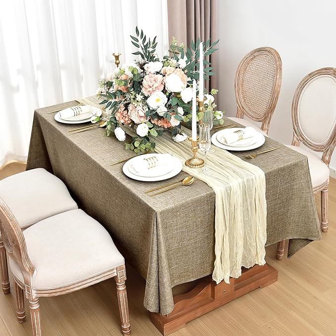 Fitable Faux Linen Tablecloths for Rectangle Tables: Water & Stain Resistant - Image 2